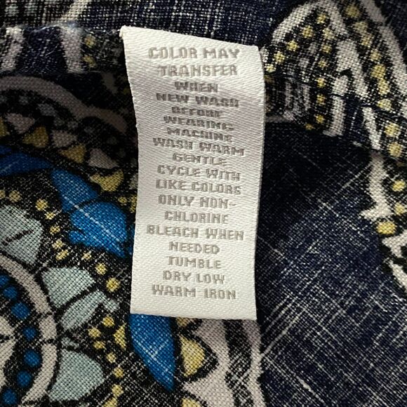 Charter Club Linen Geometric Roll Tab Button Down Shirt Women's Size 16W - Picture 4 of 8